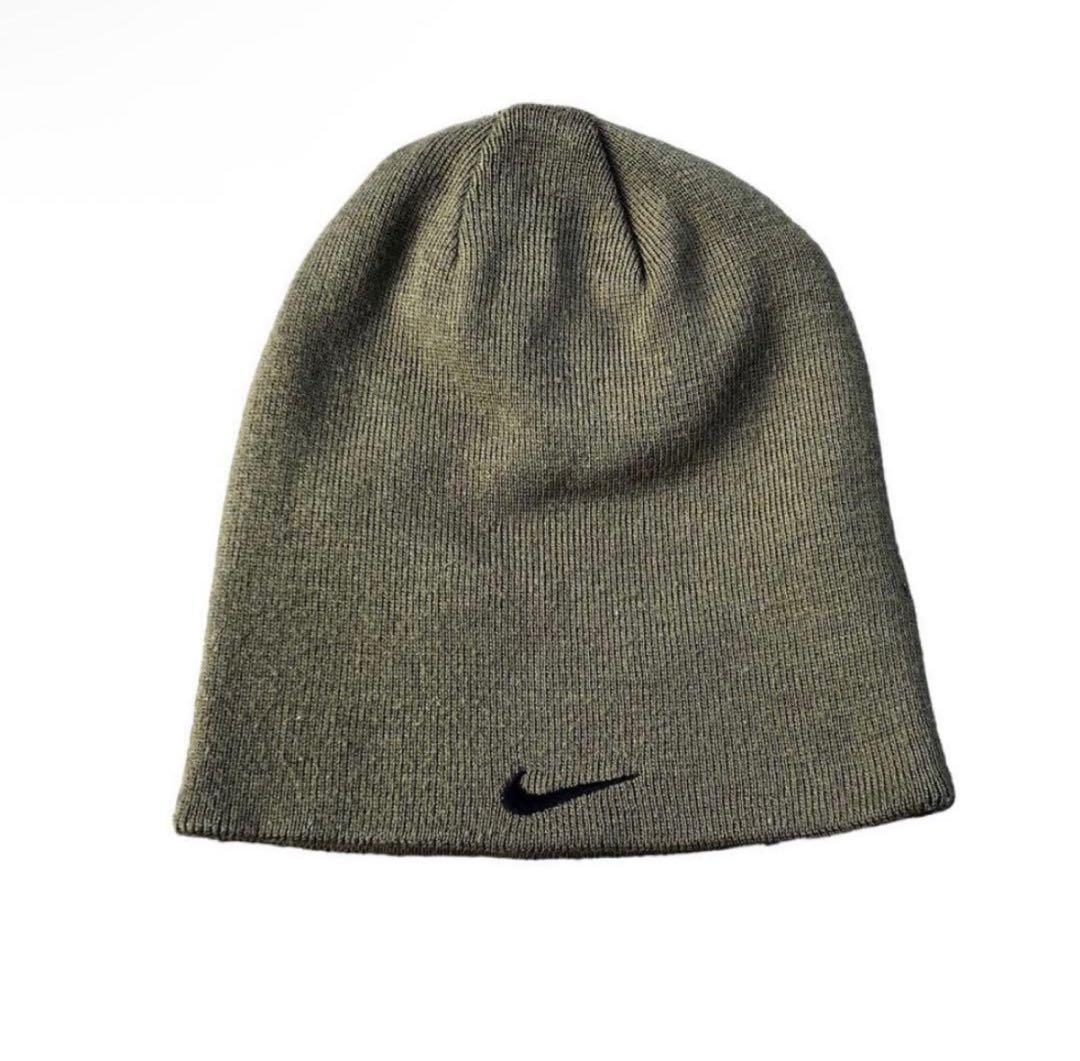 NIKE ビーニー　ニット帽　ボーダー　00s 紫　カーキ　リバーシブル