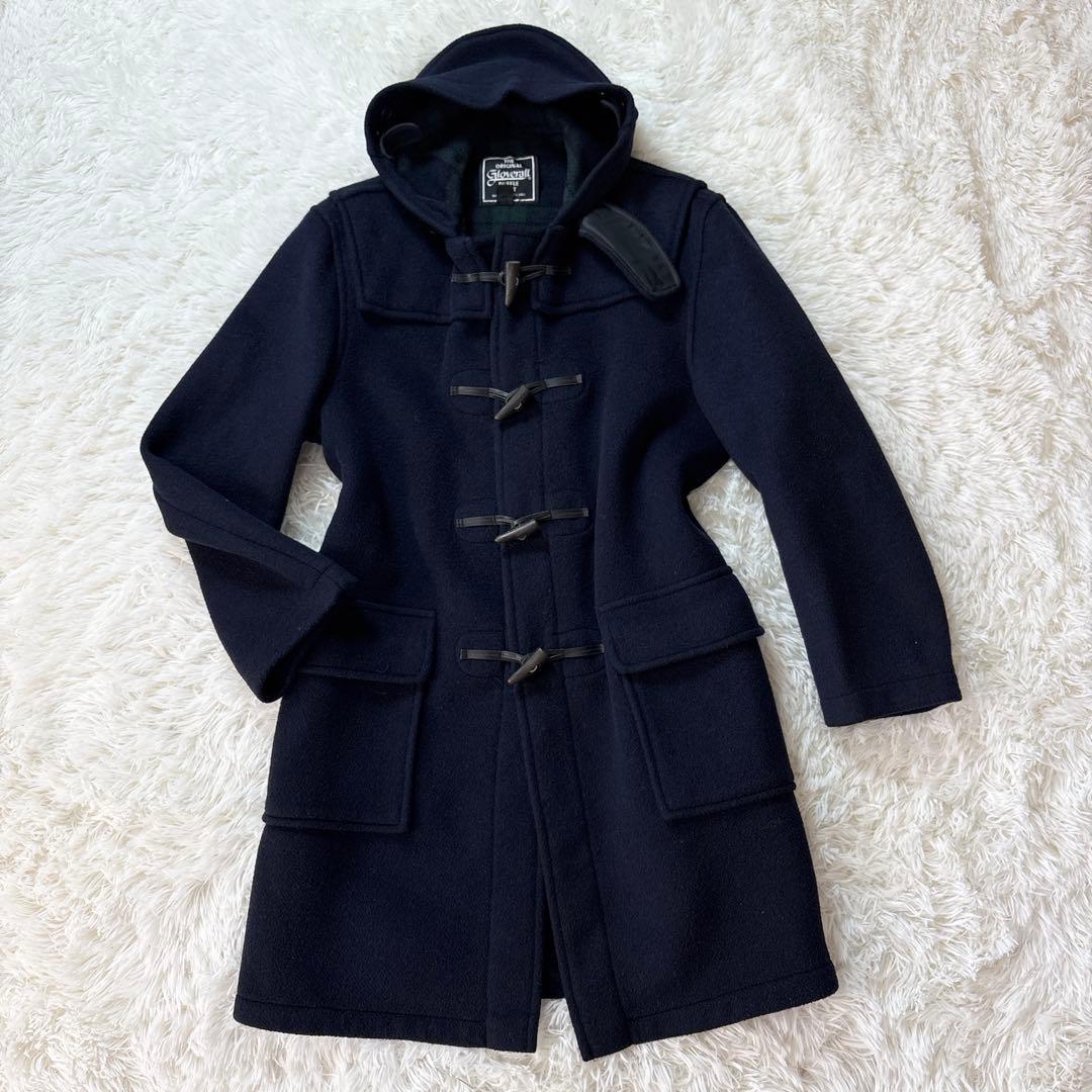 ☆美品☆グローバーオール ダッフルコート 裏地チェック ネイビー M