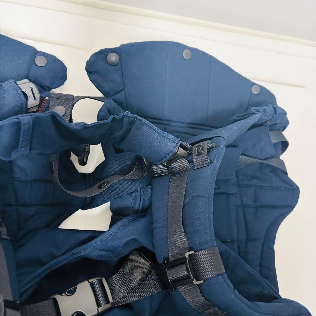 【美品】napnap 双子用抱っこひも ネイビー 収納バッグ付き