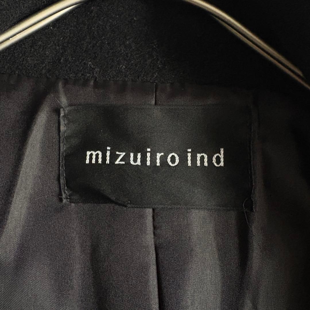 mizuiro ind ウール混スタンドカラー ロングコート 黒 フリー 日本製