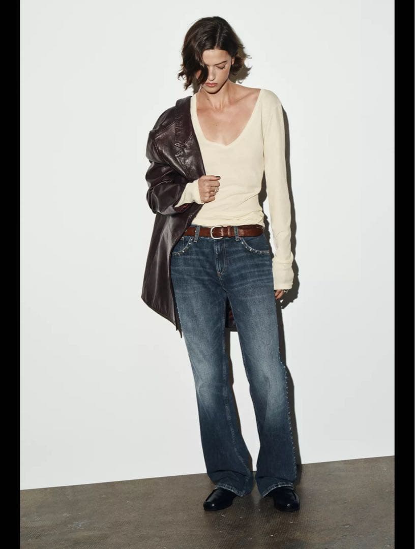 【今季完売品】ZARA TRF スラング スタッズデニム