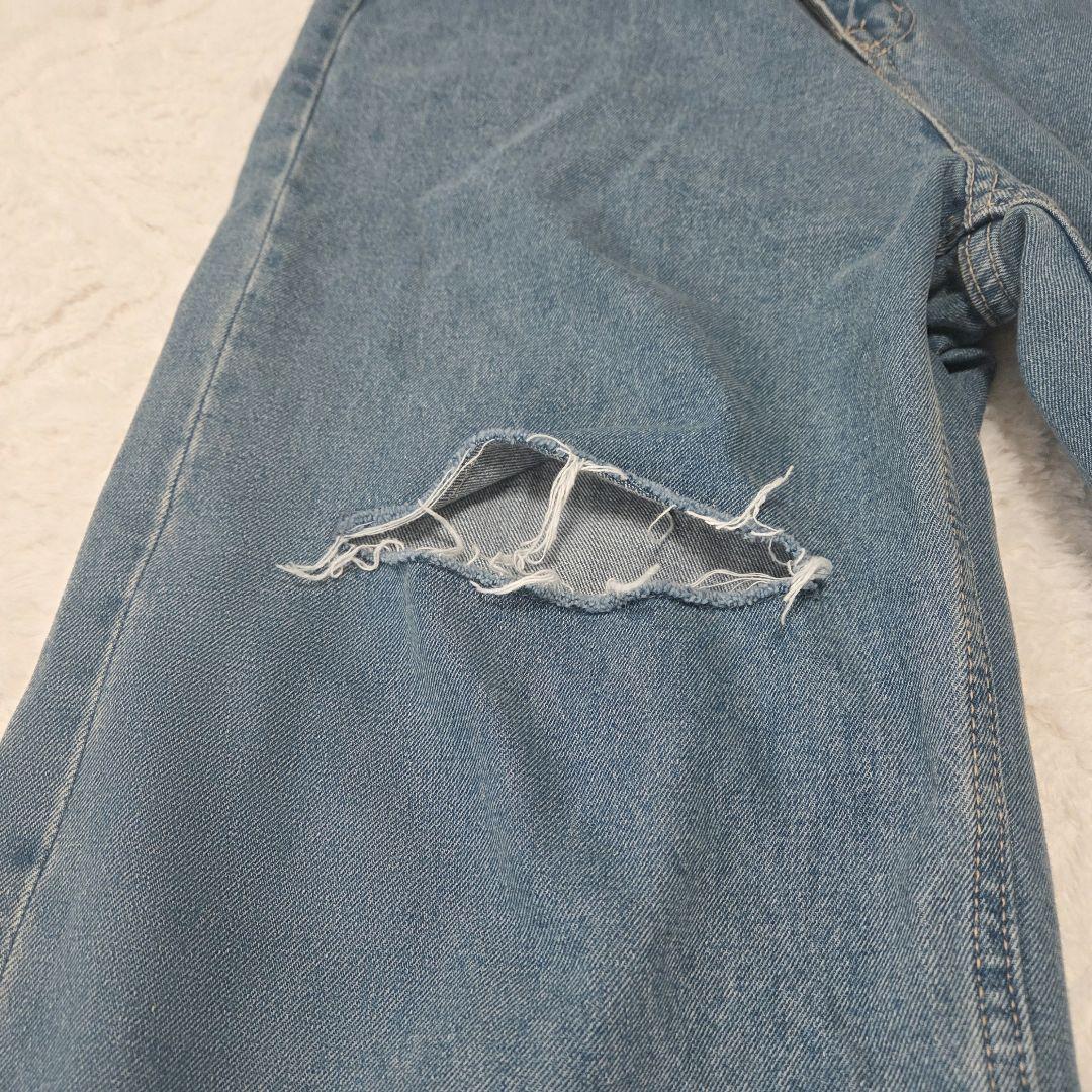 美品 DISCOAT ディスコート ライトデニムクラッシュ ワイドパンツ M