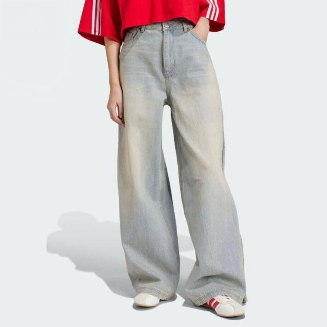 adidas スリーストライプス ジップ ウォッシュド デニム 29インチ