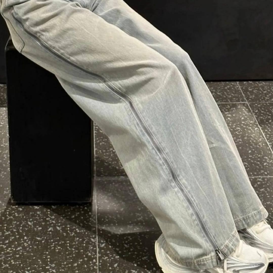 adidas スリーストライプス ジップ ウォッシュド デニム 29インチ
