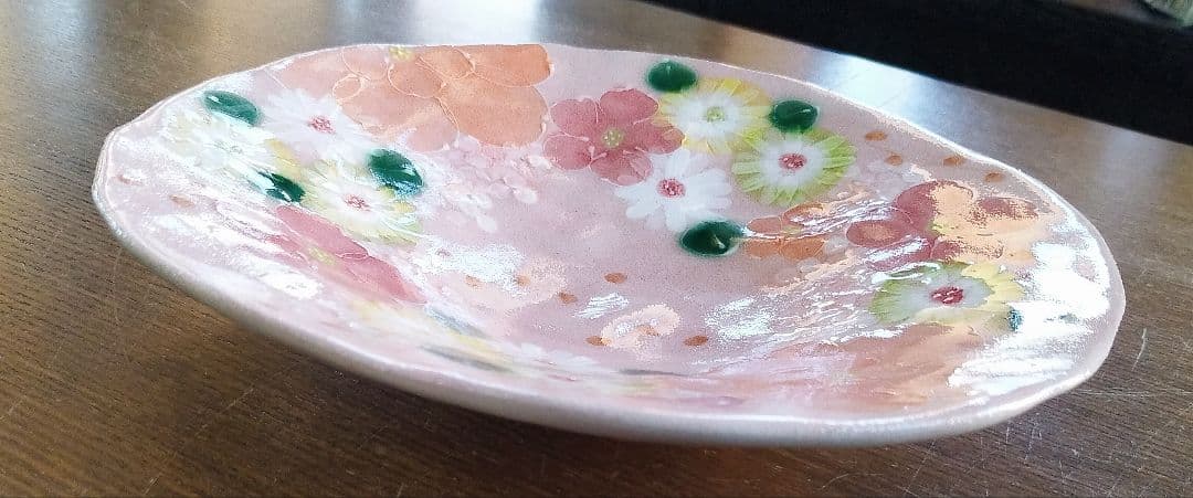 【新品・未使用】工房ゆずりは　紅彩花化粧　パスタ皿　カレー皿　陶器　食器　料理