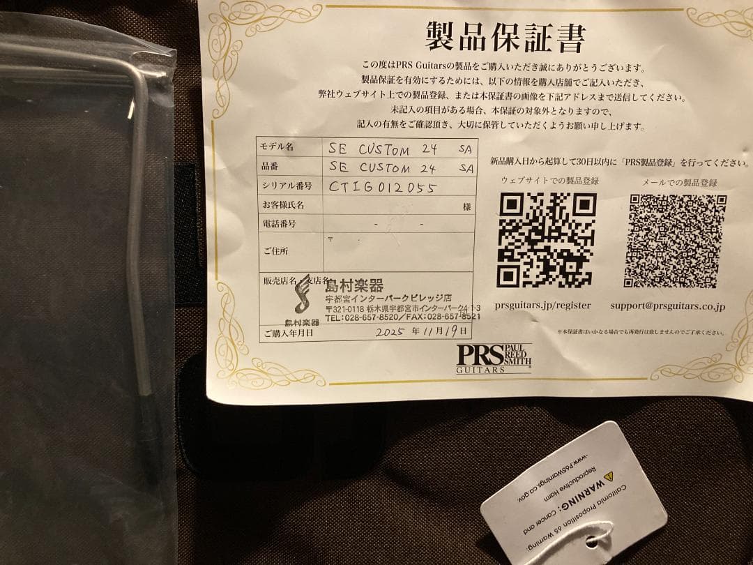 PRS SE Custom24 Blue matteo 2024年製