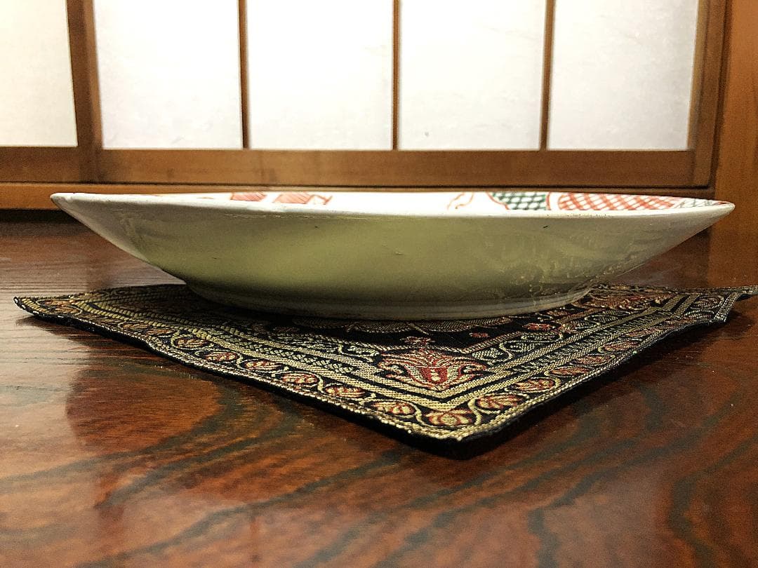 【 鳳凰図色絵大皿 37ｃｍ 】　江戸末～明治時代　有田焼山徳窯