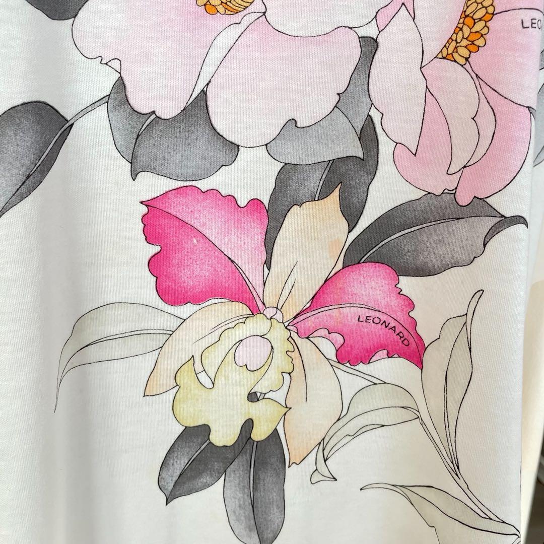 LEONARD レオナール 花柄トップス 半袖 カットソー M