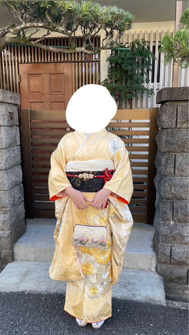 やまと　振袖単品　花柄 【黄色】