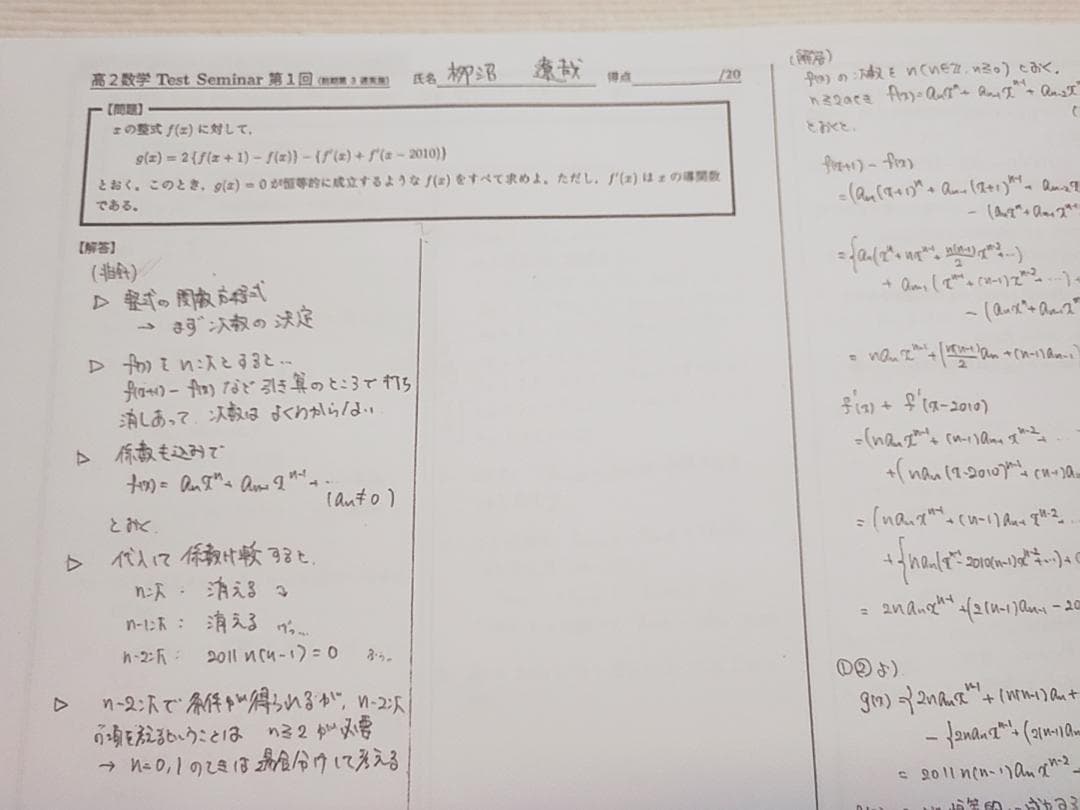 鉄緑会　数学実戦講座　テストセミナー　栁沼先生　駿台　河合塾　東進　SEG