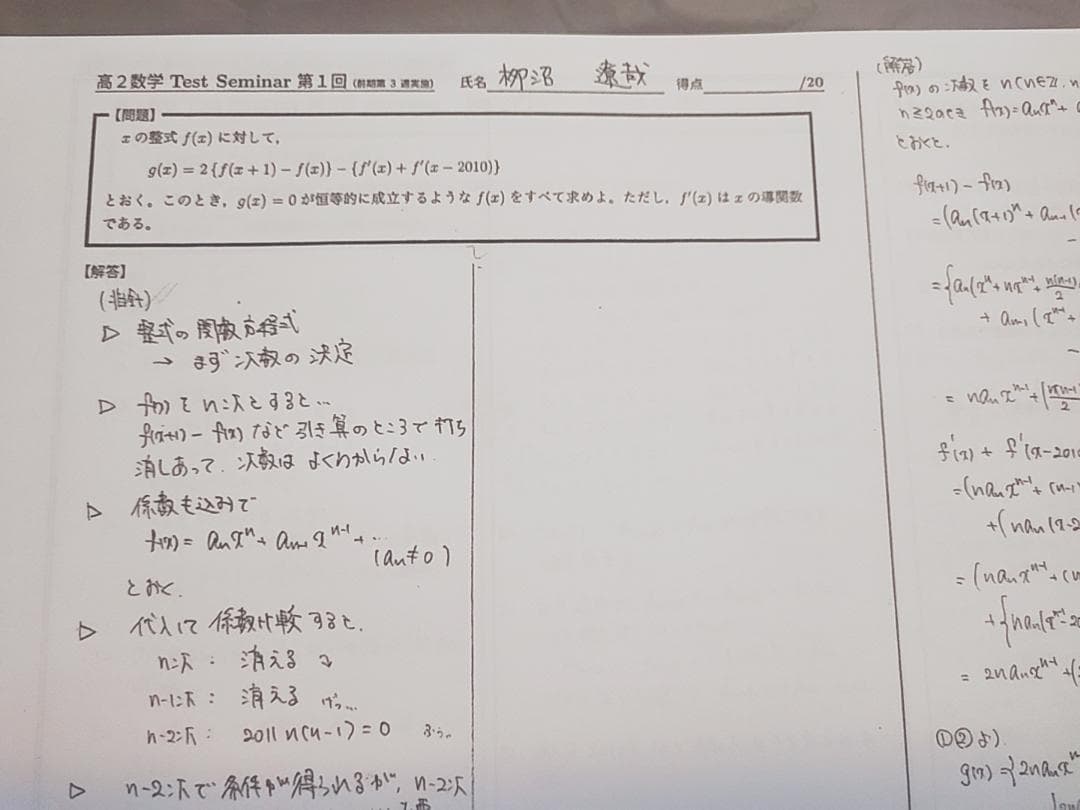 鉄緑会　数学実戦講座　テストセミナー　栁沼先生　駿台　河合塾　東進　SEG