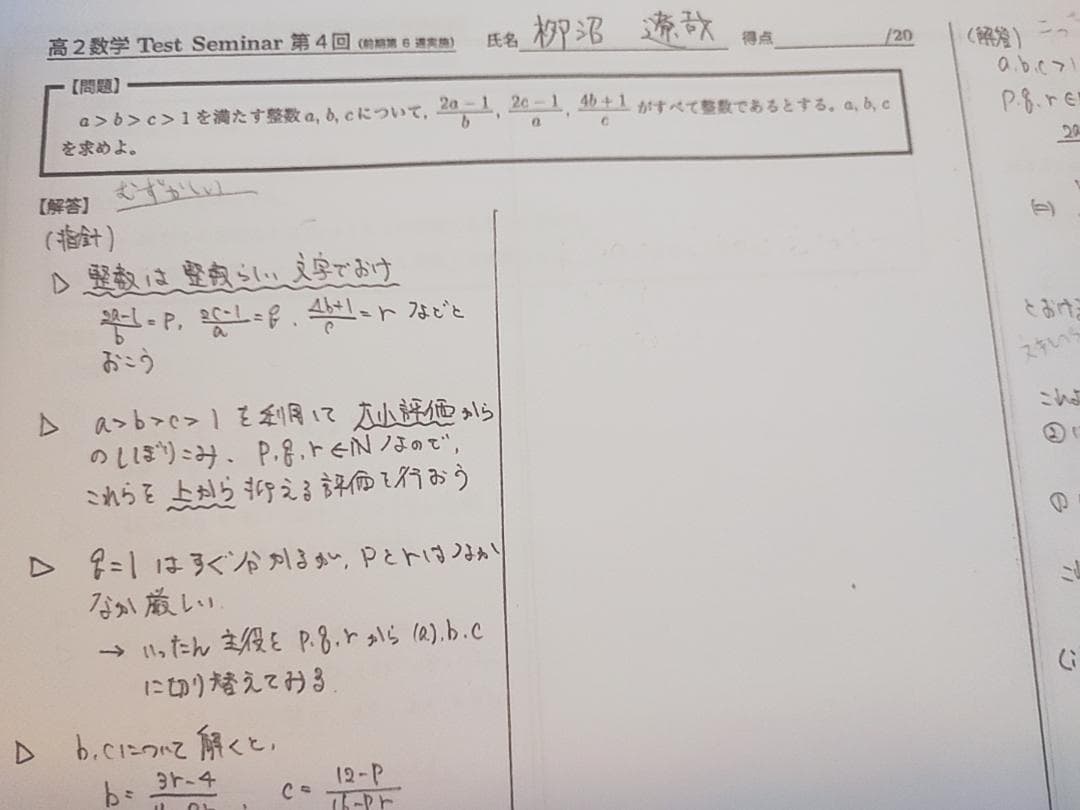鉄緑会　数学実戦講座　テストセミナー　栁沼先生　駿台　河合塾　東進　SEG