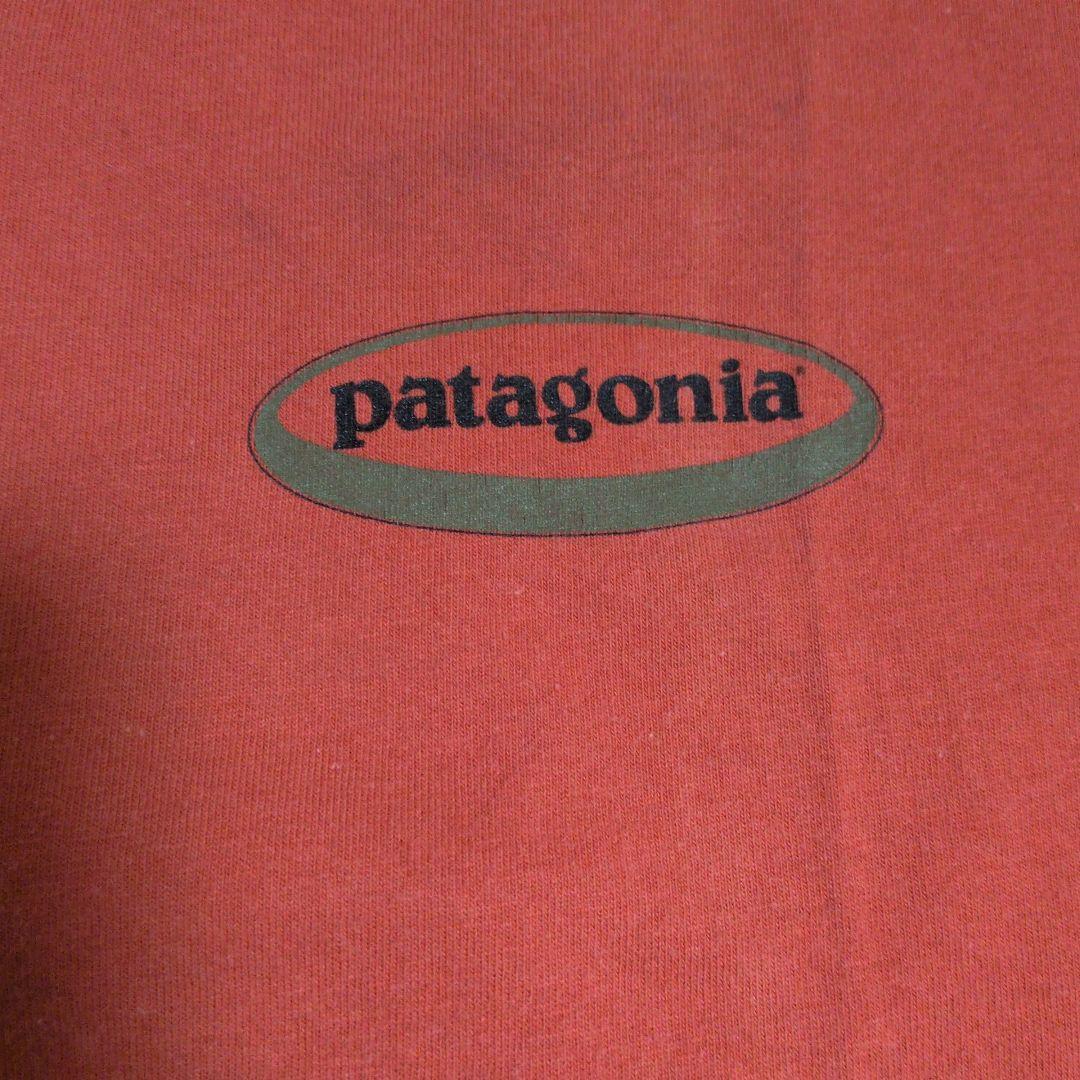 patagonia USA製 オーバルロゴ Tシャツ オレンジ 黒タグ