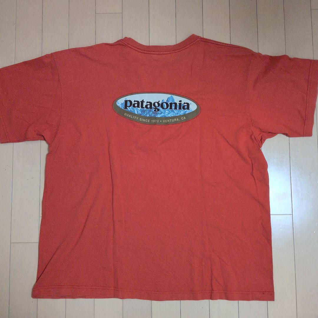 patagonia USA製 オーバルロゴ Tシャツ オレンジ 黒タグ