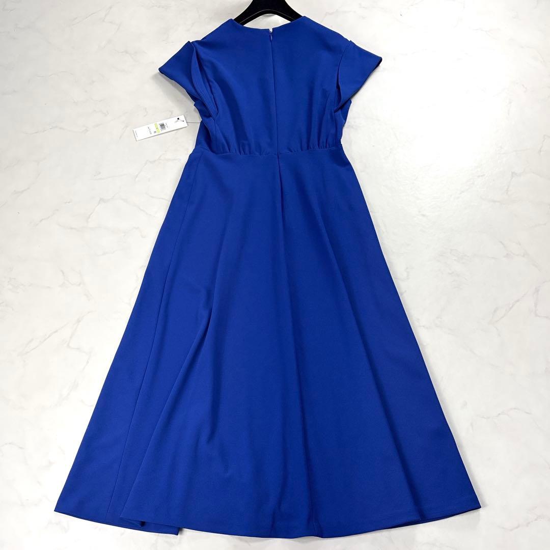 新品タグ付✨ CK ロイヤルブルー 美シルエット ロングワンピース フレア M