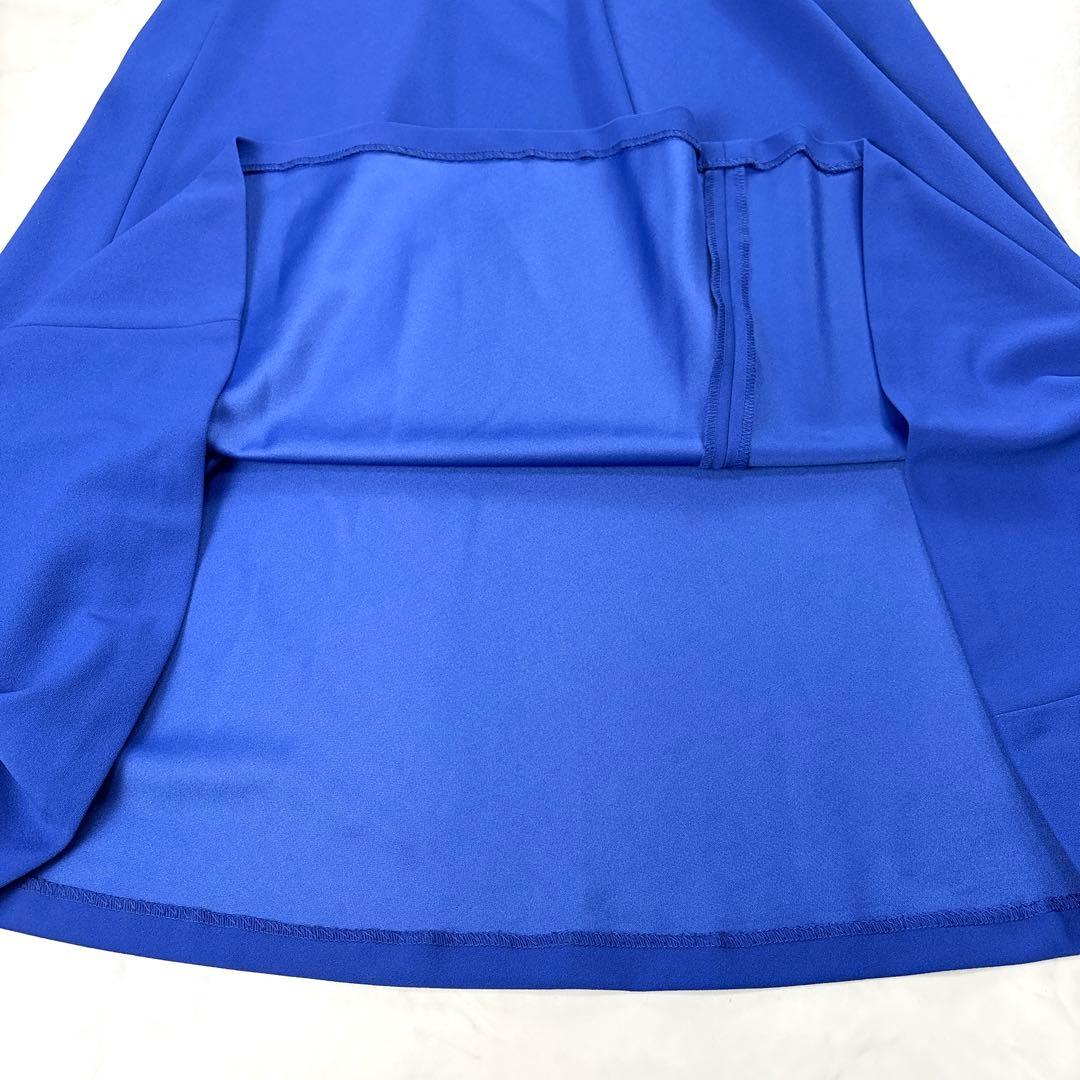 新品タグ付✨ CK ロイヤルブルー 美シルエット ロングワンピース フレア M