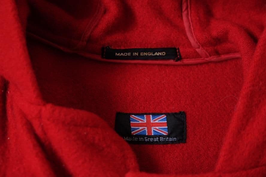 vintage ユーロ　ダッフルコート　ウールロングフーデットコート　赤 英国製
