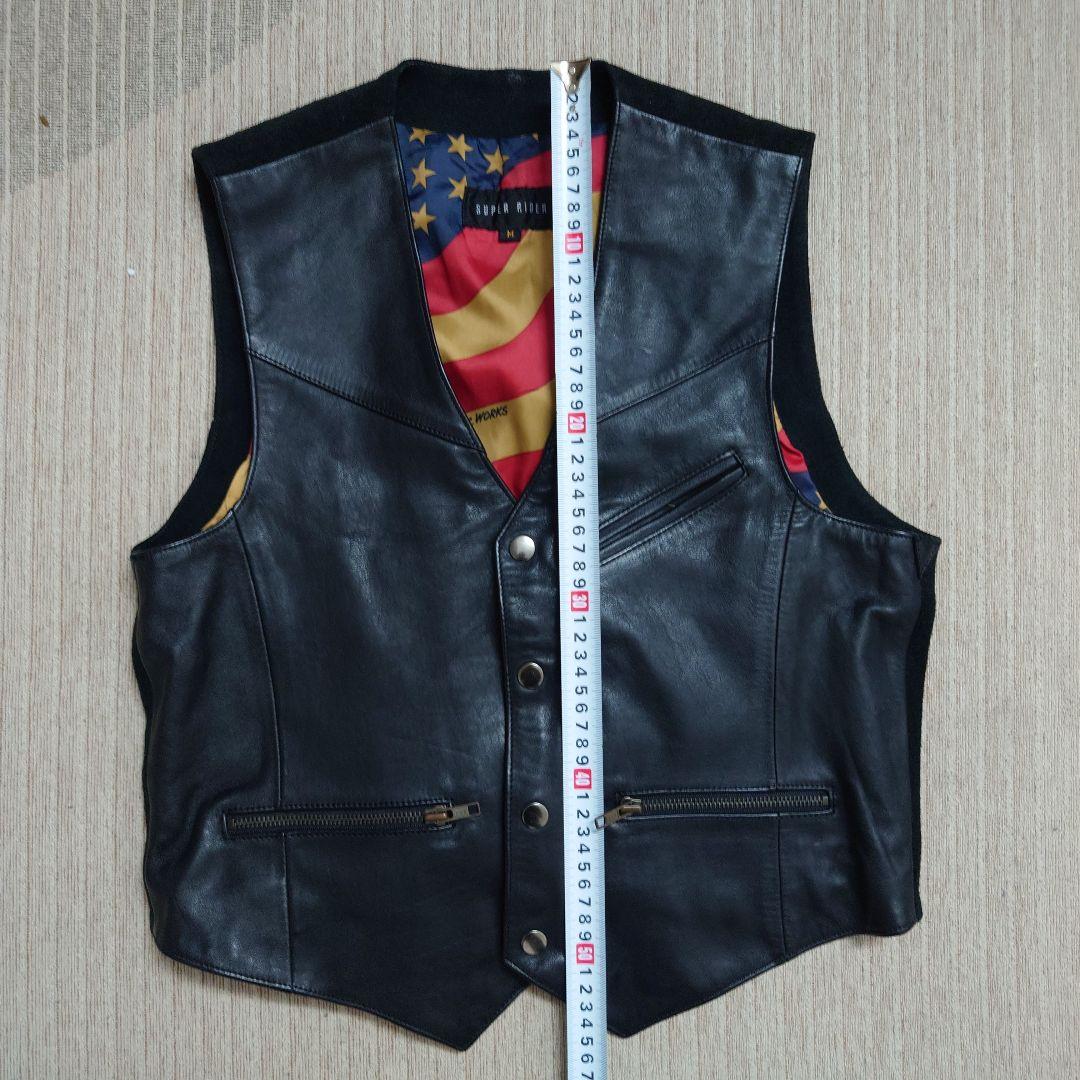 SUPER RIDER ブラック　レザーベスト M