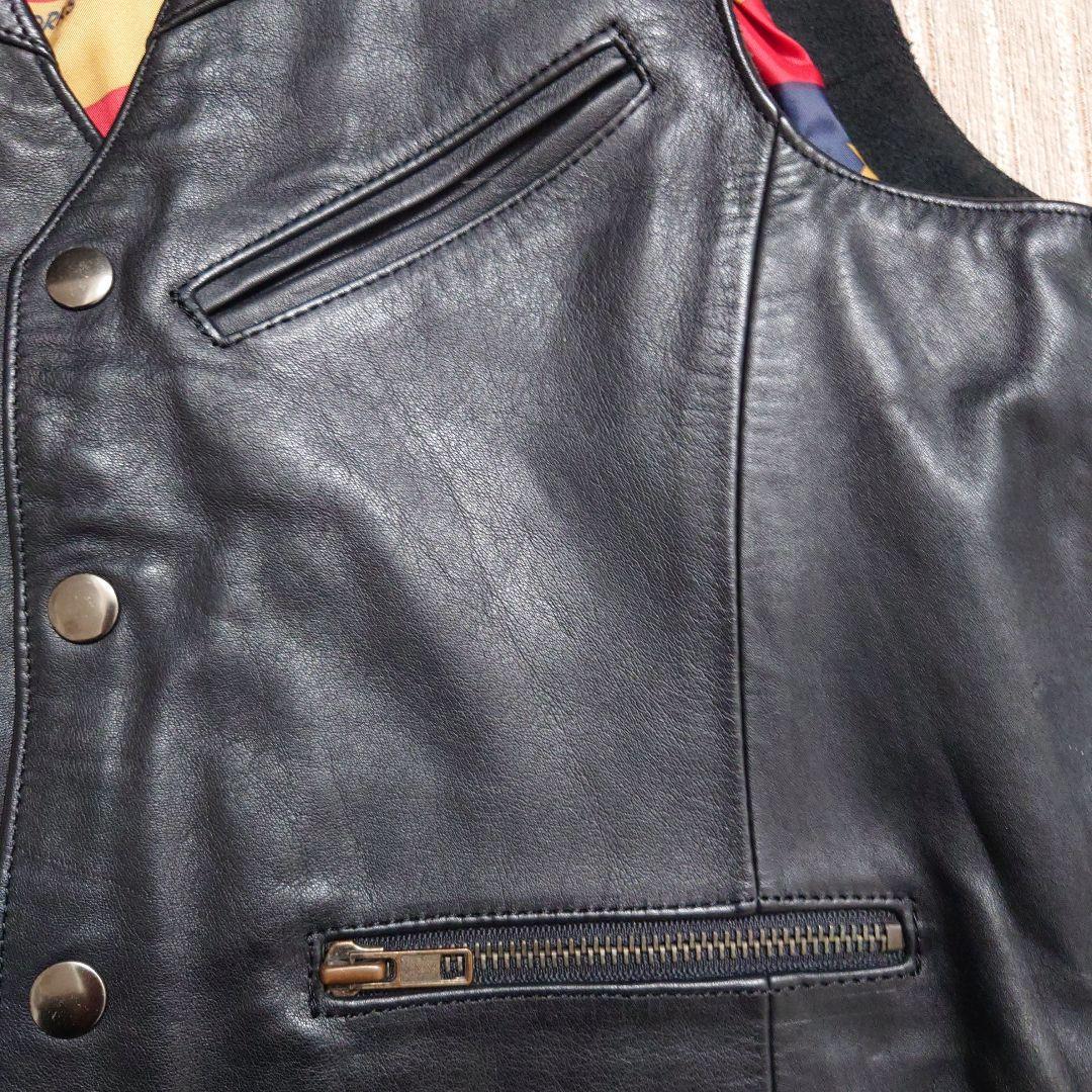 SUPER RIDER ブラック　レザーベスト M