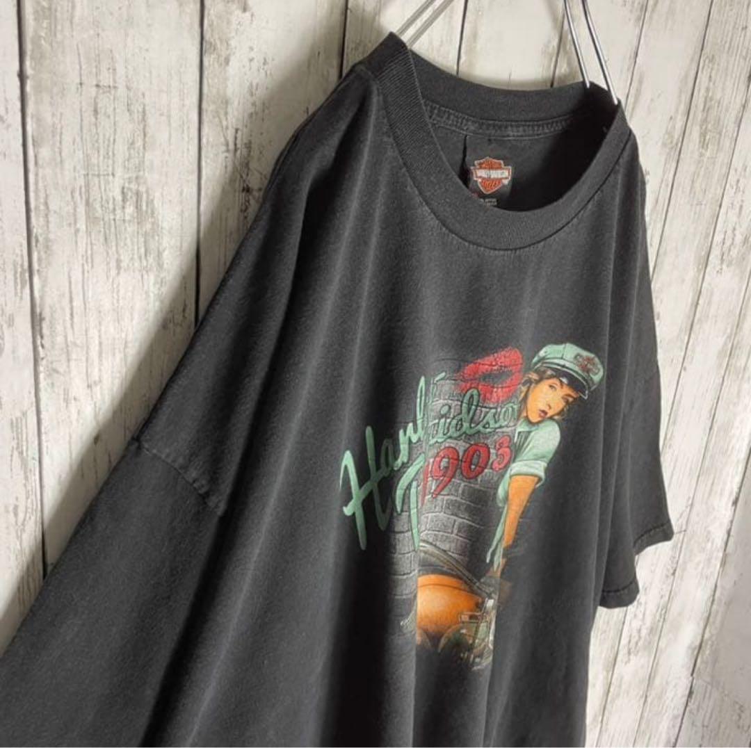 激レア【ハーレーダビッドソン】tシャツ セクシーガール イーグル 3XL 古着