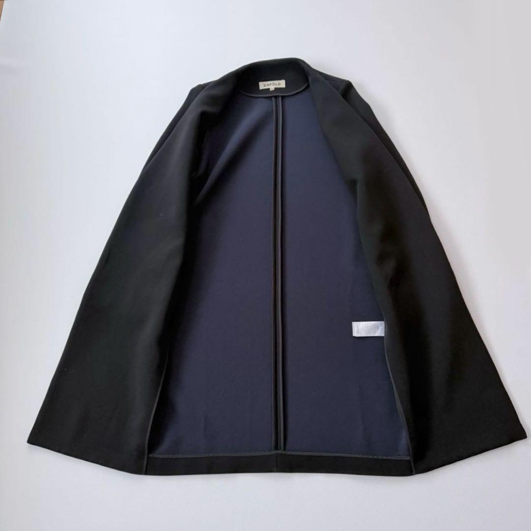 希少✨エンフォルド　アセテート セットイン 春秋ノーカラーコート　フォーマル　黒