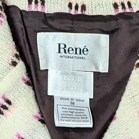 美品◎Rene モヘヤアンゴラ混 ツィードジャケット TISSUE社 M ピンク
