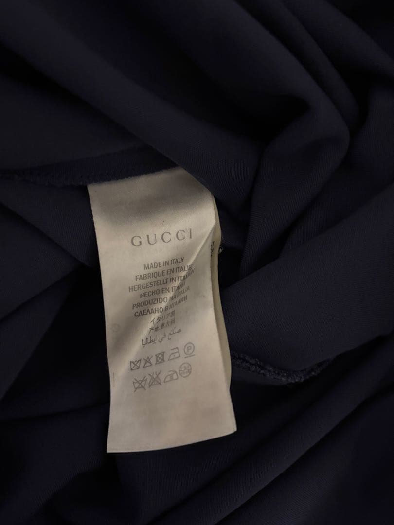 GUCCI フェイルボタンリボンフリルワンピース Mサイズ ネイビー