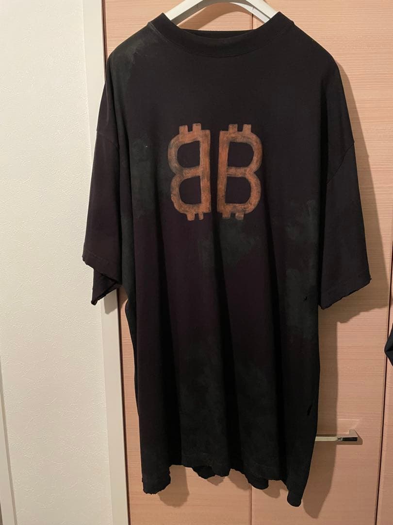BALENCIAGA BBロゴ ダメージ加工 Tシャツ サイズ5 オーバーサイズ