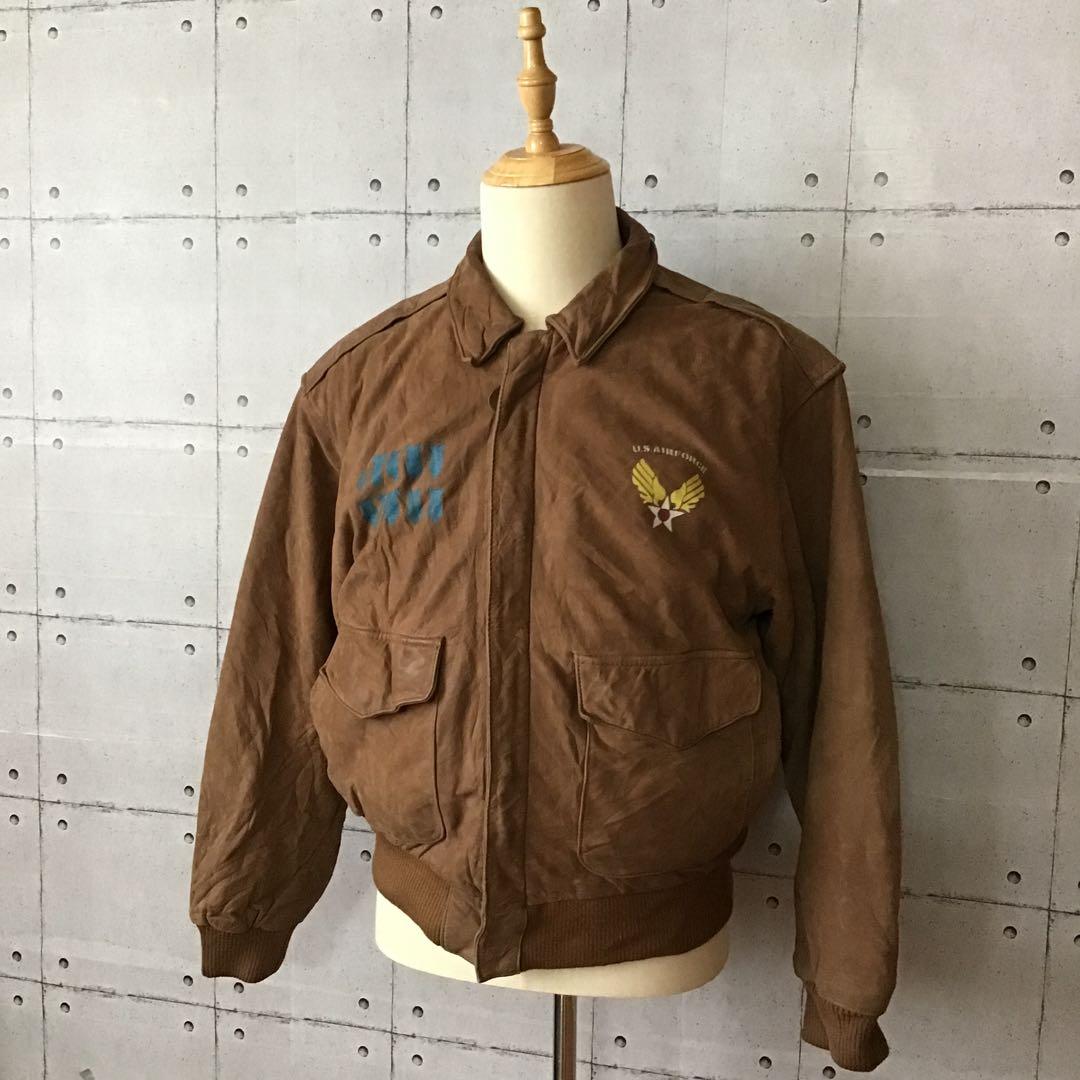 【希少】80s ビンテージ A-2 レザー フライトジャケット 爆弾 ペイント
