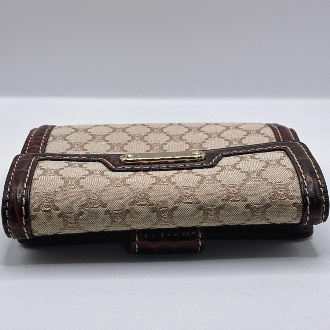 希少・美品⭐️CELINE セリーヌ　二つ折り財布　トリオンフ　クロコ　Wホック