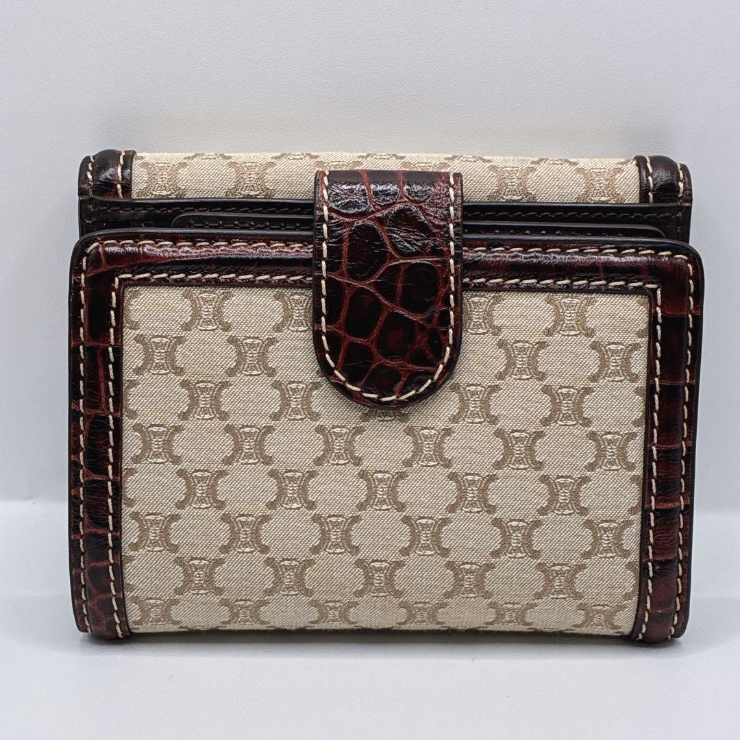 希少・美品⭐️CELINE セリーヌ　二つ折り財布　トリオンフ　クロコ　Wホック