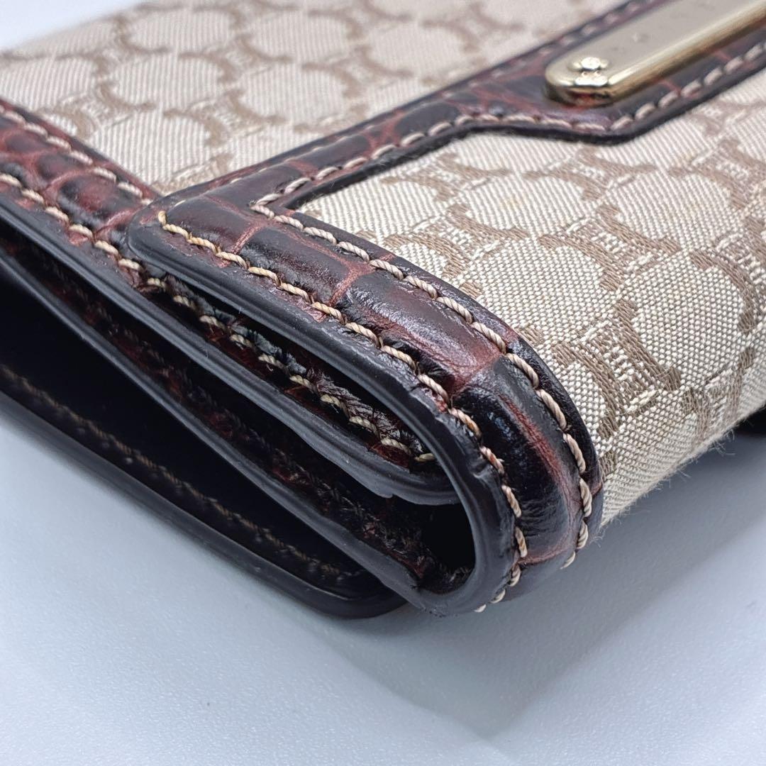 希少・美品⭐️CELINE セリーヌ　二つ折り財布　トリオンフ　クロコ　Wホック