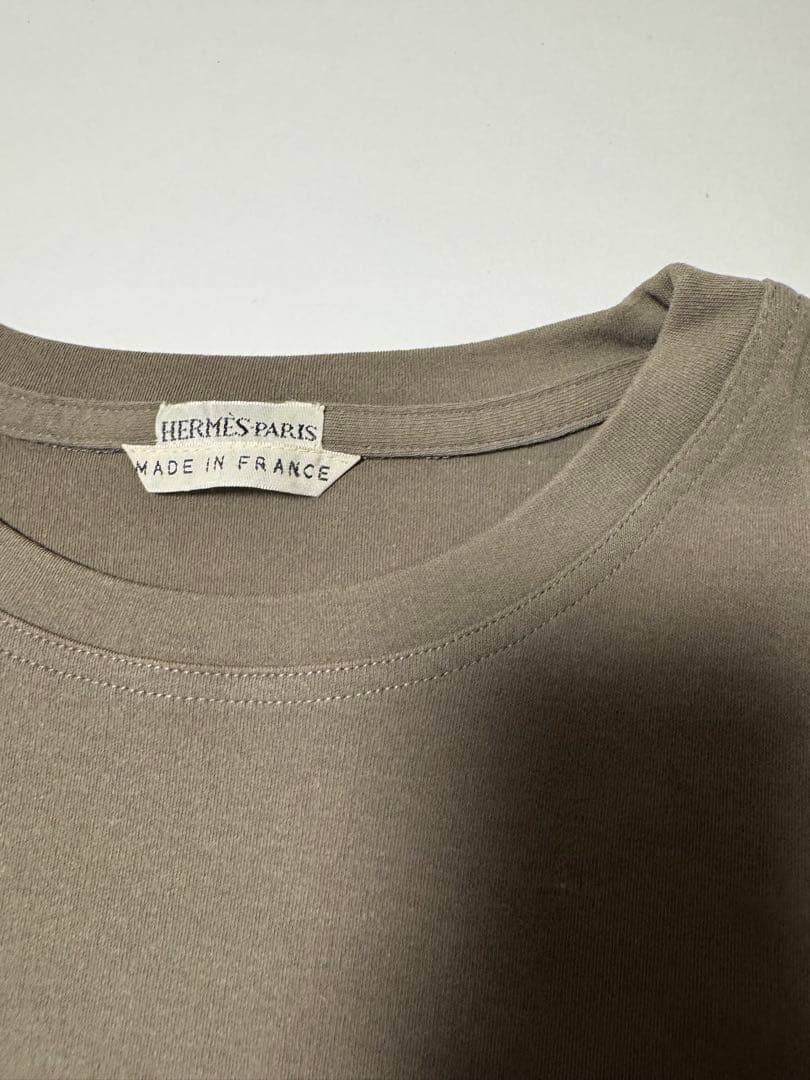81 HERMES ブラウンTシャツ 半袖 コットン100% フランス製