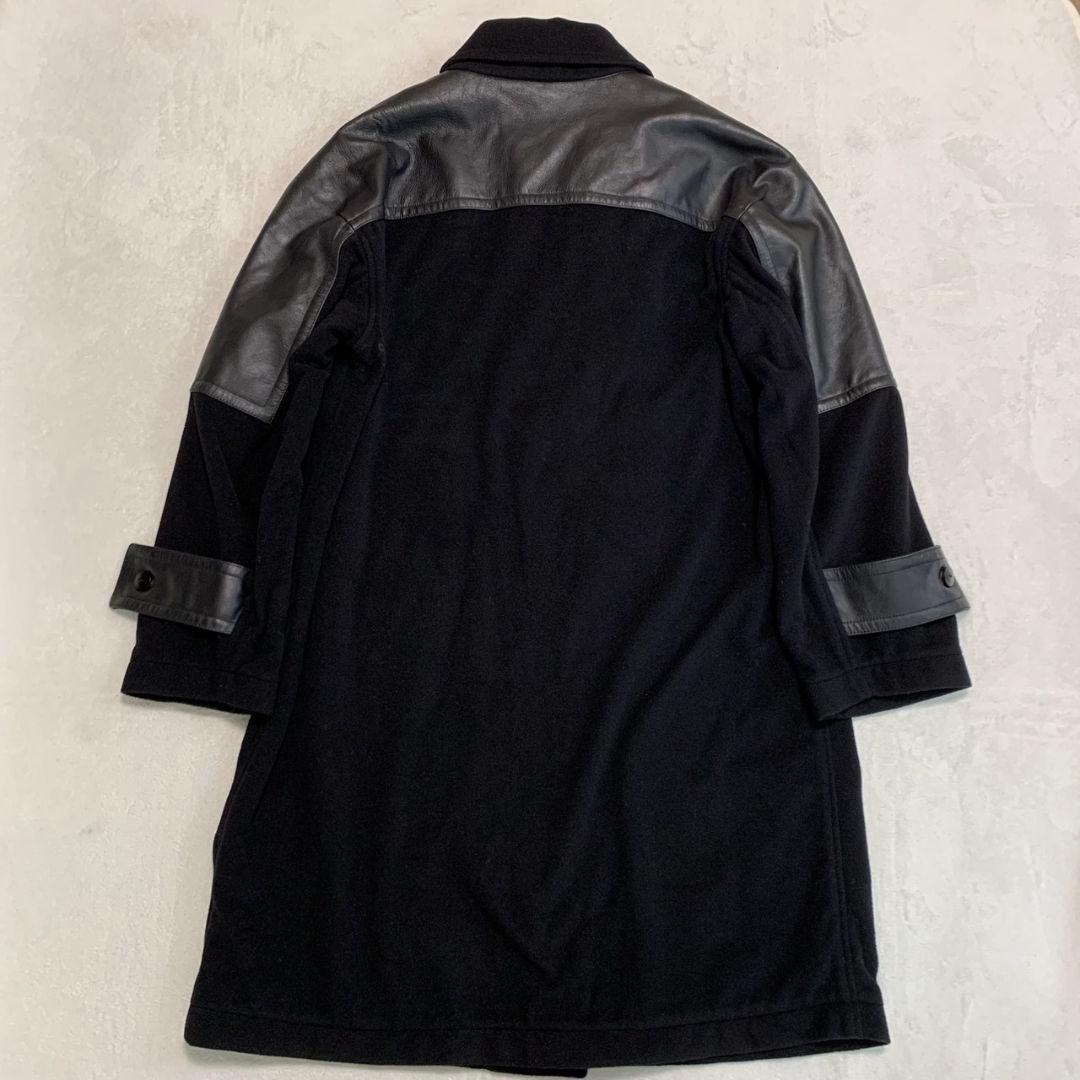 定価14万【美品】FORSOMEONE レザーパネル ウールダッフルコート 48