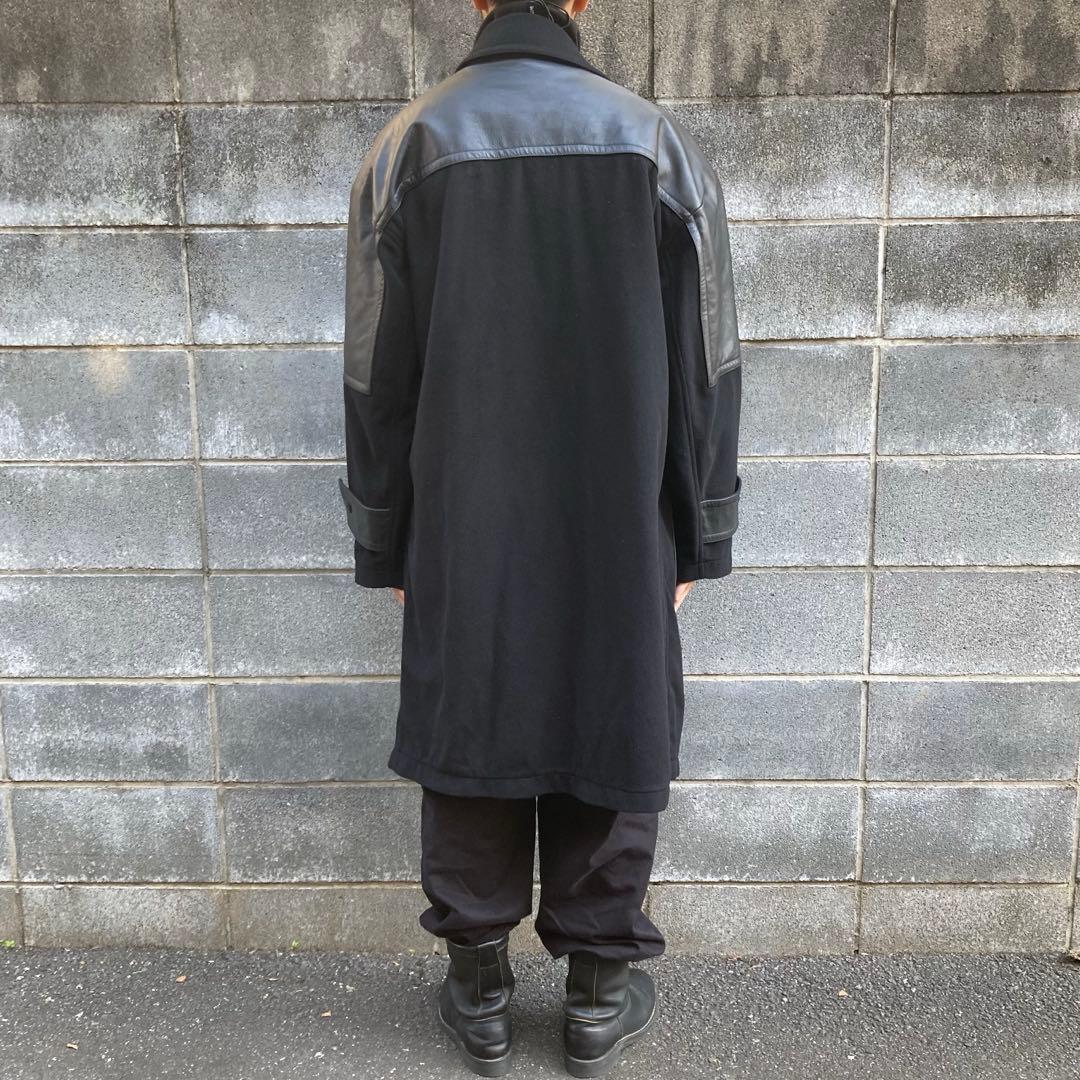定価14万【美品】FORSOMEONE レザーパネル ウールダッフルコート 48