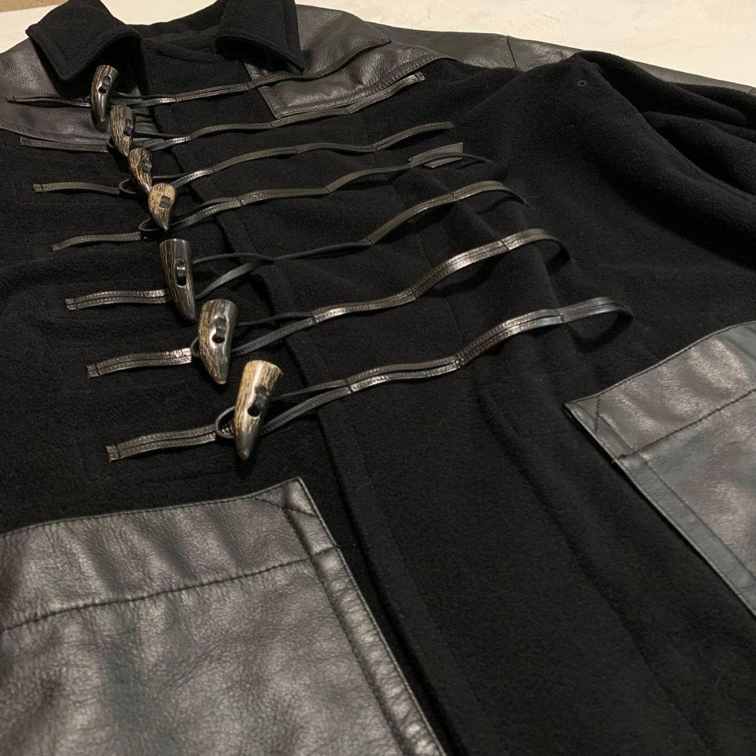 定価14万【美品】FORSOMEONE レザーパネル ウールダッフルコート 48