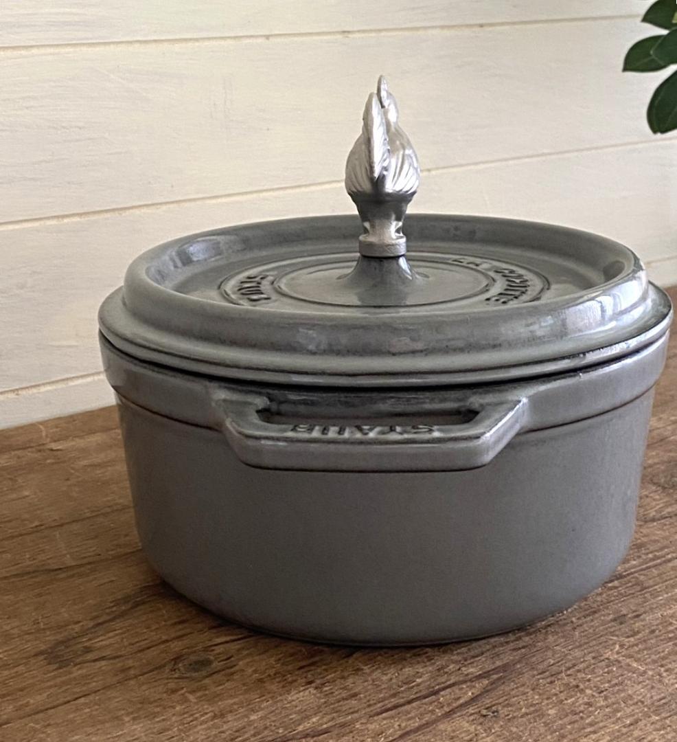 STAUB 18cm 両手鍋 アニマルノブ チキン グレー