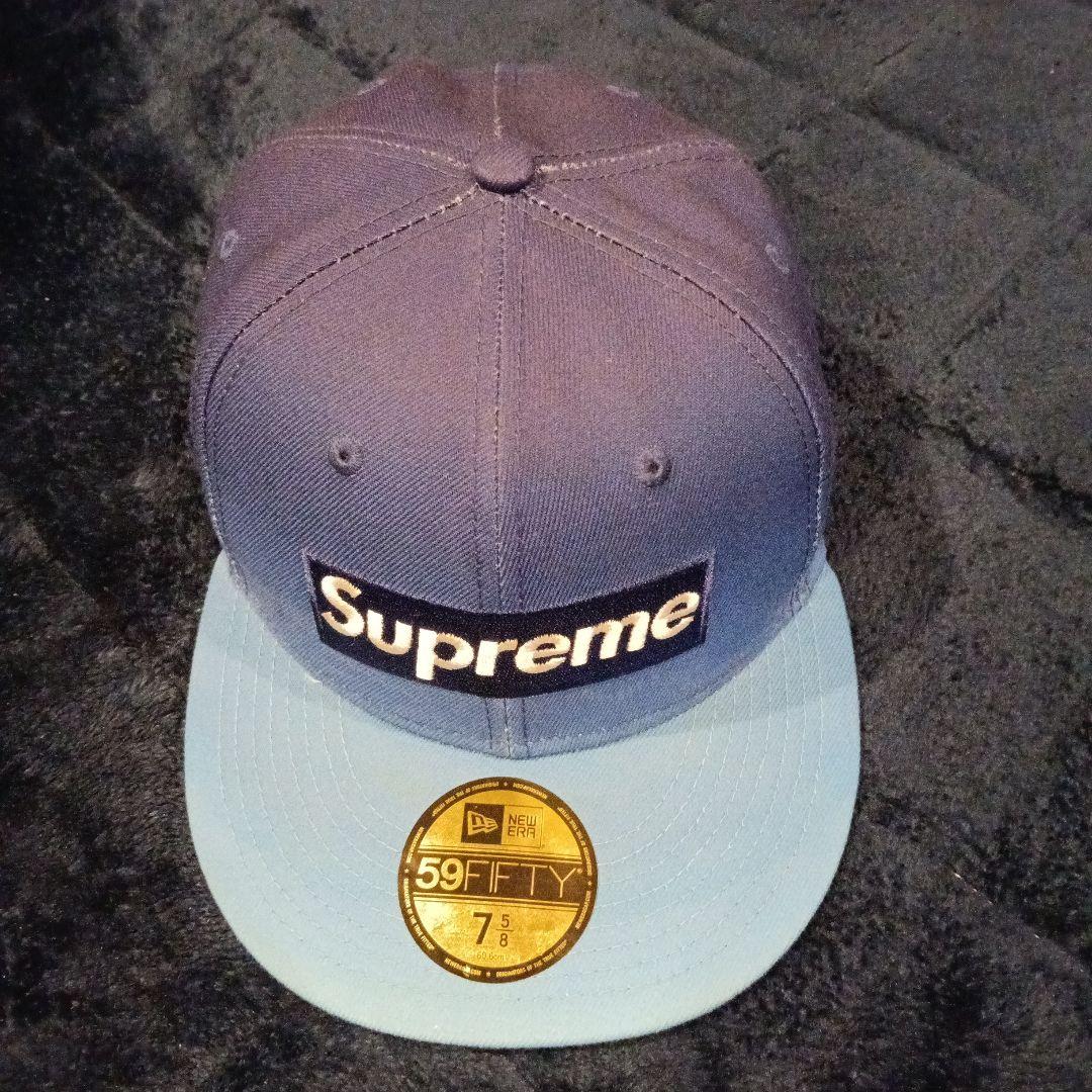 Supreme シュプリーム キャップ 7 5/8 ニューエラ ブルー
