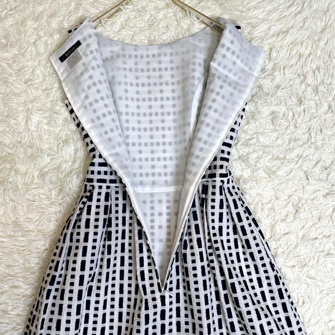 美品✨️ ルネ ひざ丈ワンピース チェック ホワイト34