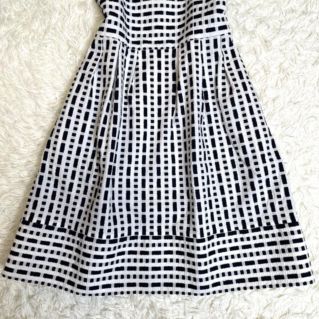 美品✨️ ルネ ひざ丈ワンピース チェック ホワイト34