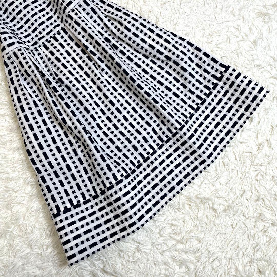 美品✨️ ルネ ひざ丈ワンピース チェック ホワイト34