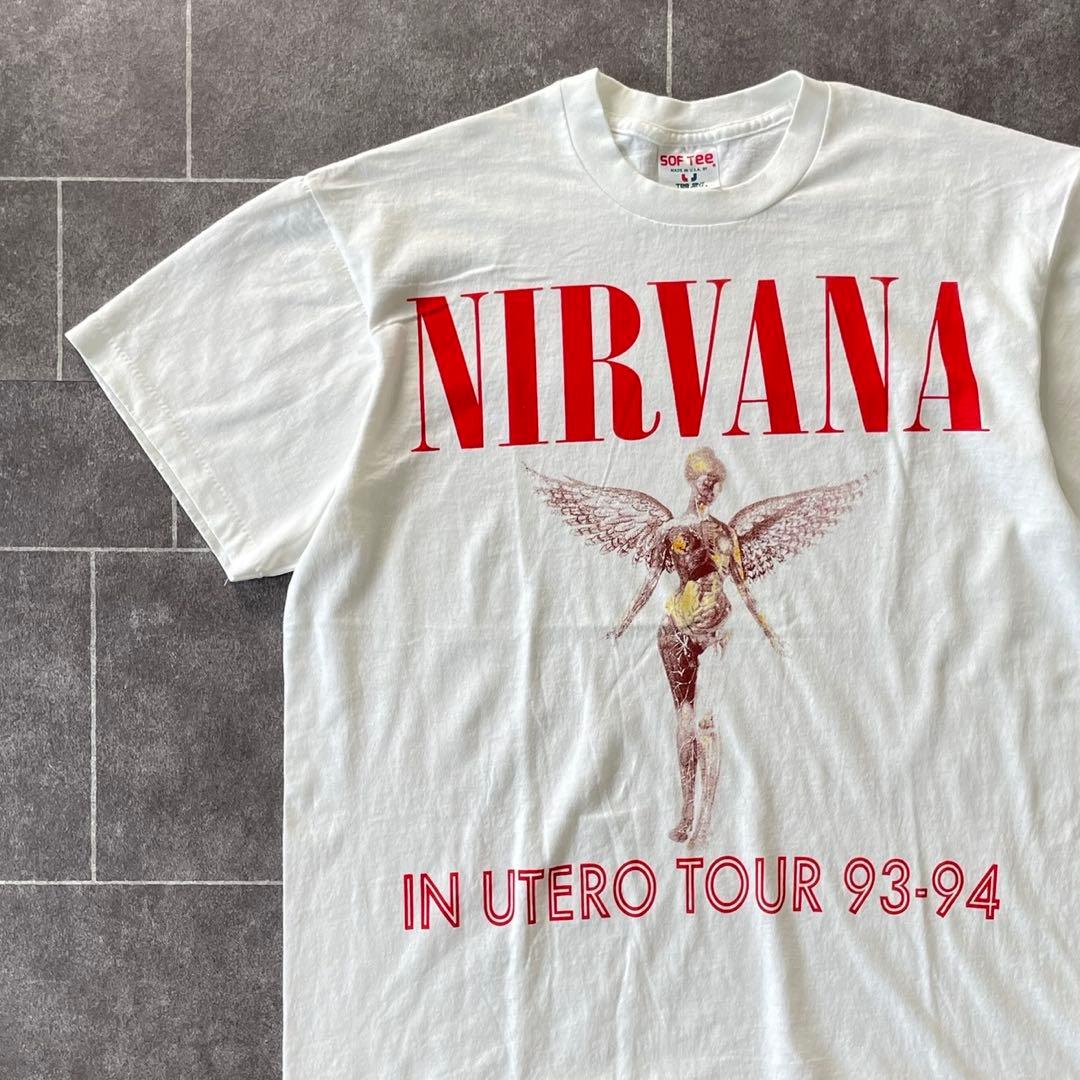 NIRVANA カートコバーン ニルヴァーナ IN UTERO Tシャツ 白 赤