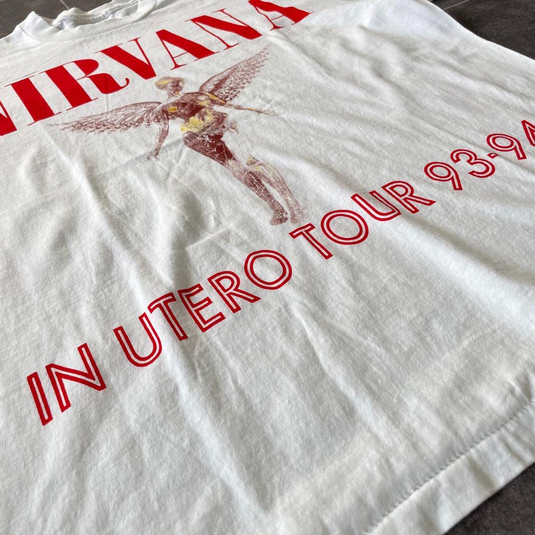 NIRVANA カートコバーン ニルヴァーナ IN UTERO Tシャツ 白 赤