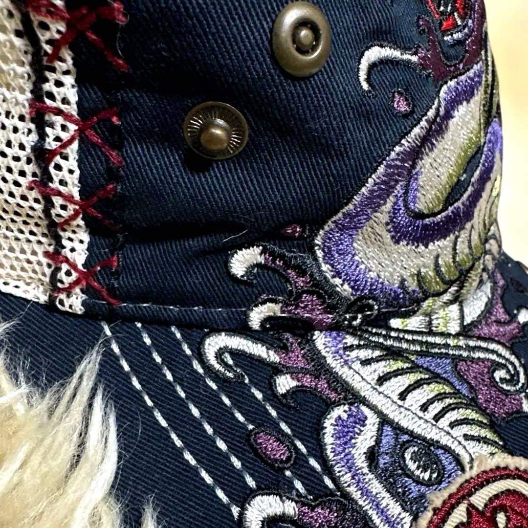 Ed Hardy 刺繍キャップ パープルスネークレアモデル