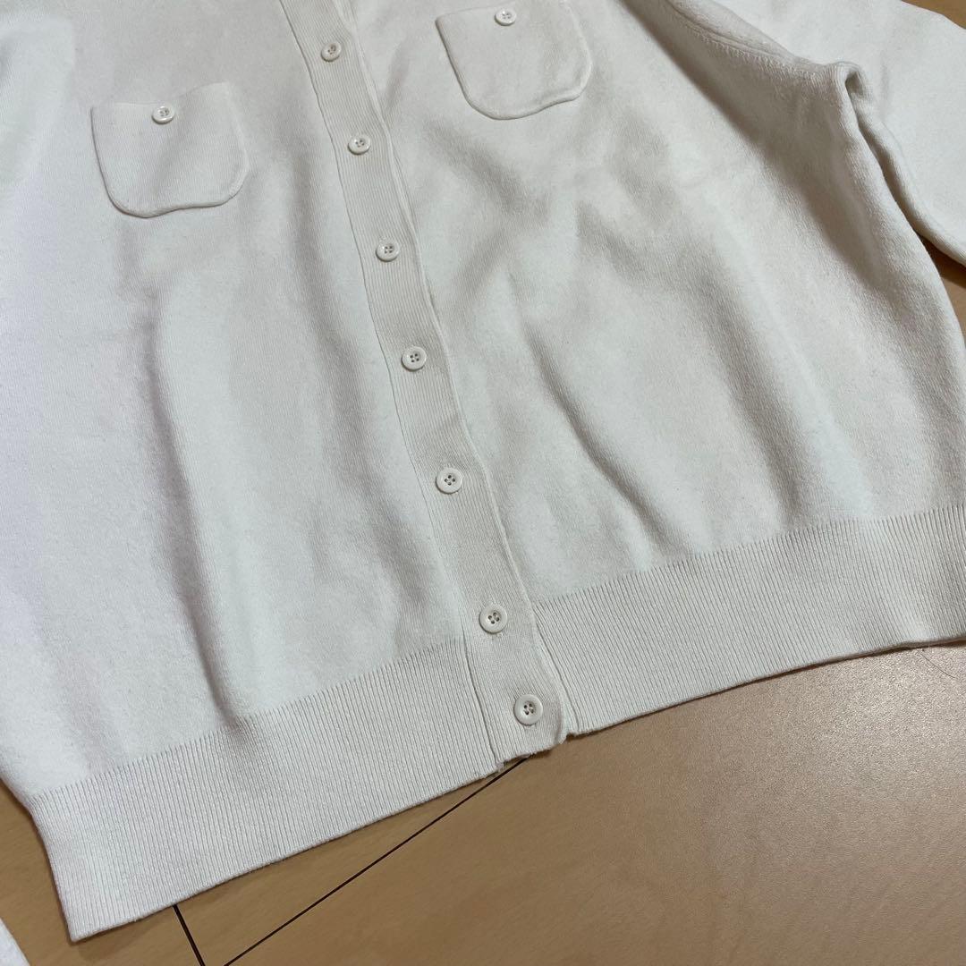 CABaN キャバン コットンカシミヤクルーネックカーディガン ホワイト