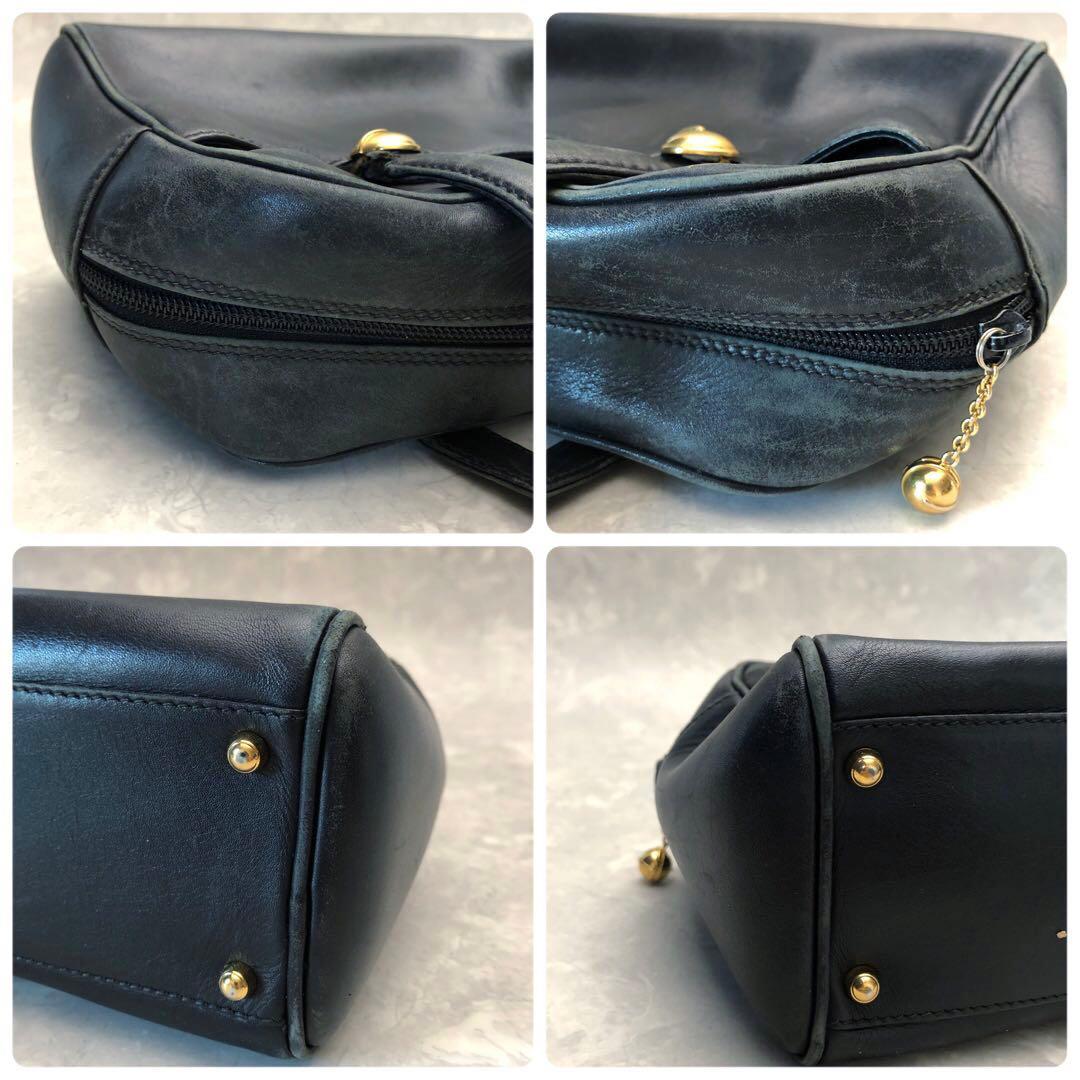 ★GUCCI★レザーミニボストンバッグ ゴールド ブラック