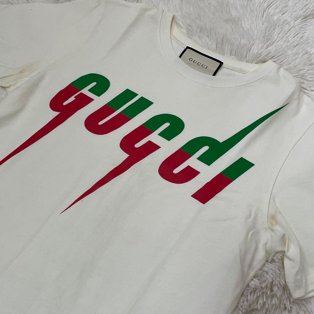まる グッチ BTSジミン着用 ロゴ ブレード Tシャツ 白 S メンズ
