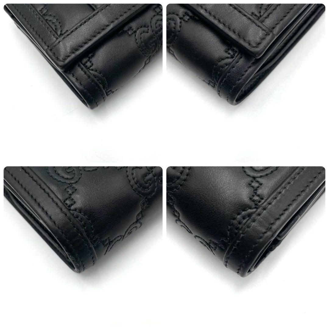 極美品● グッチ 折り財布 二つ折り GG マトラッセ ブラック レザー