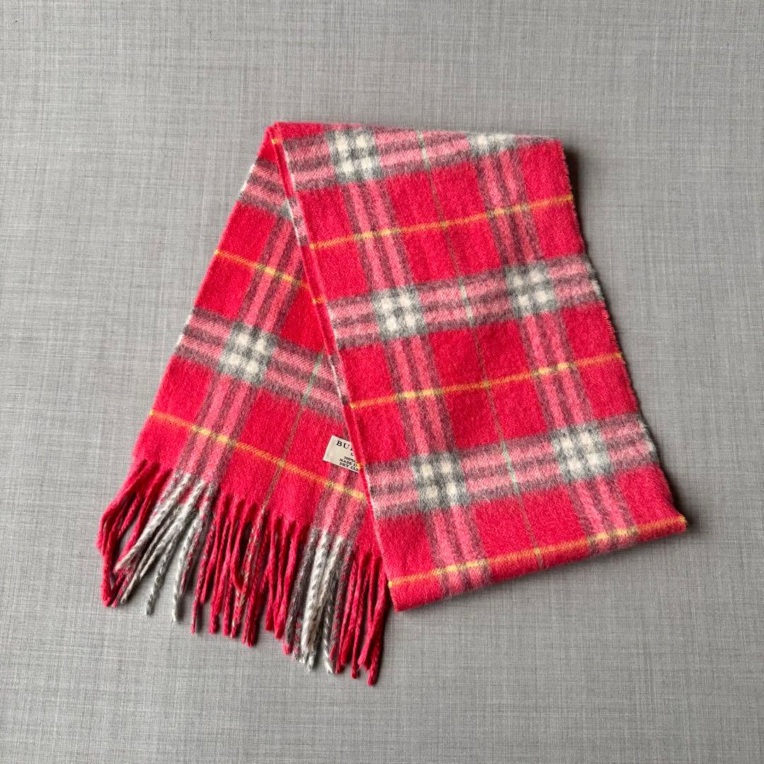 極美品 BURBERRY LONDON イングランド製 カシミヤマフラー ピンク