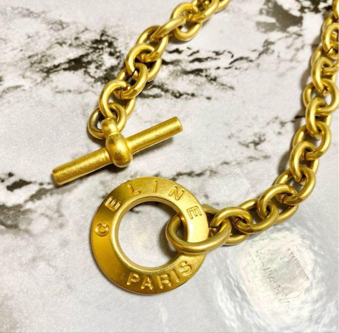 CELINE ゴールド ネックレス トグルネックレス ビンテージ